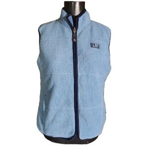 LA Blues Blue Sleeveless Full Zip Fleece Vest Large